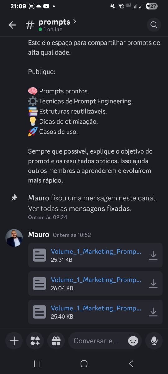 Biblioteca de prompts prontos para usar